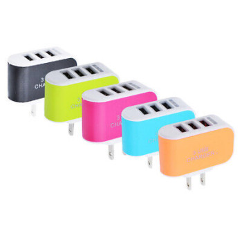 Colorful 3.1A 3 USB Ports Travel Charger